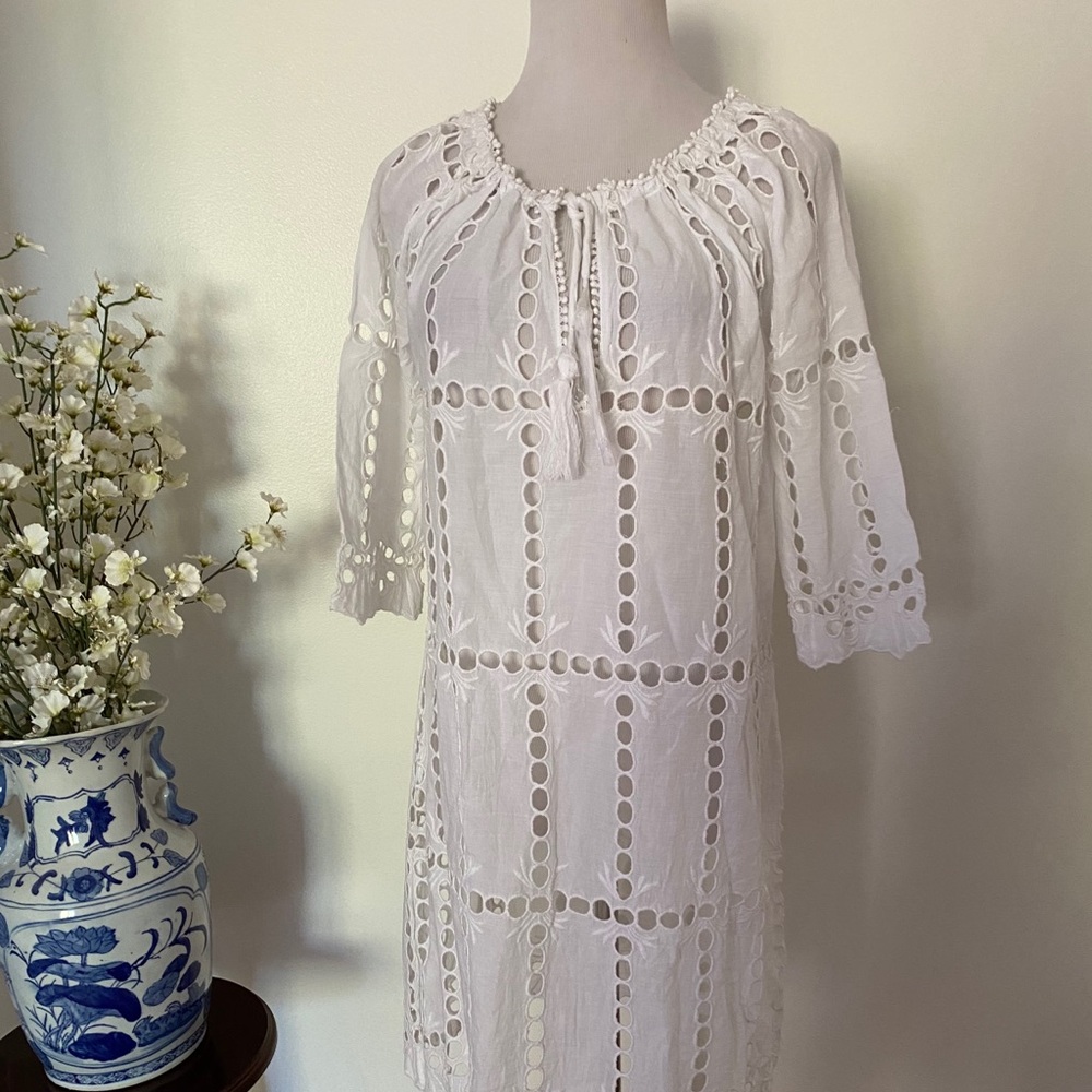 Gretchen Scott Heidi White Eyelet Cover Up Dress - Picture 2 of 8